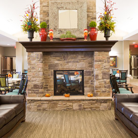 Living area fireplace